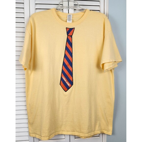 Gildan Men's Florida Gators T-Shirt Yellow w/ Blue & Orange Tie & Logo XL Cotton - Picture 7 of 7